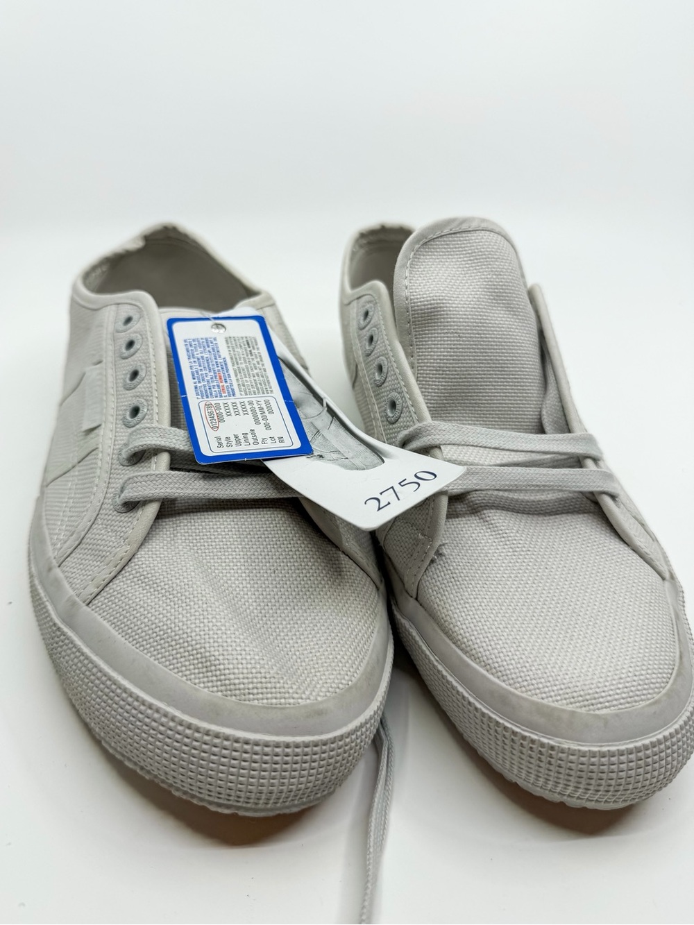 Superga 2750 COTU Classic Grey Canvas Sneakers Unisex men 8.5, women 10